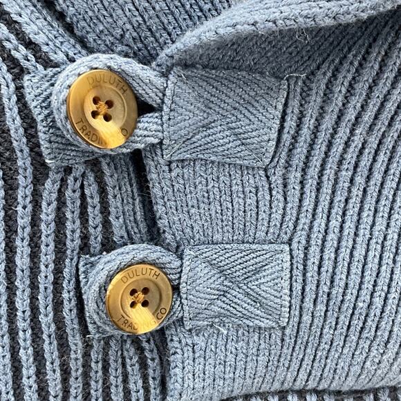 Duluth Trading Company Blue Brigadier Shawl Collar Heavy Sweater Men Large - Picture 5 of 11